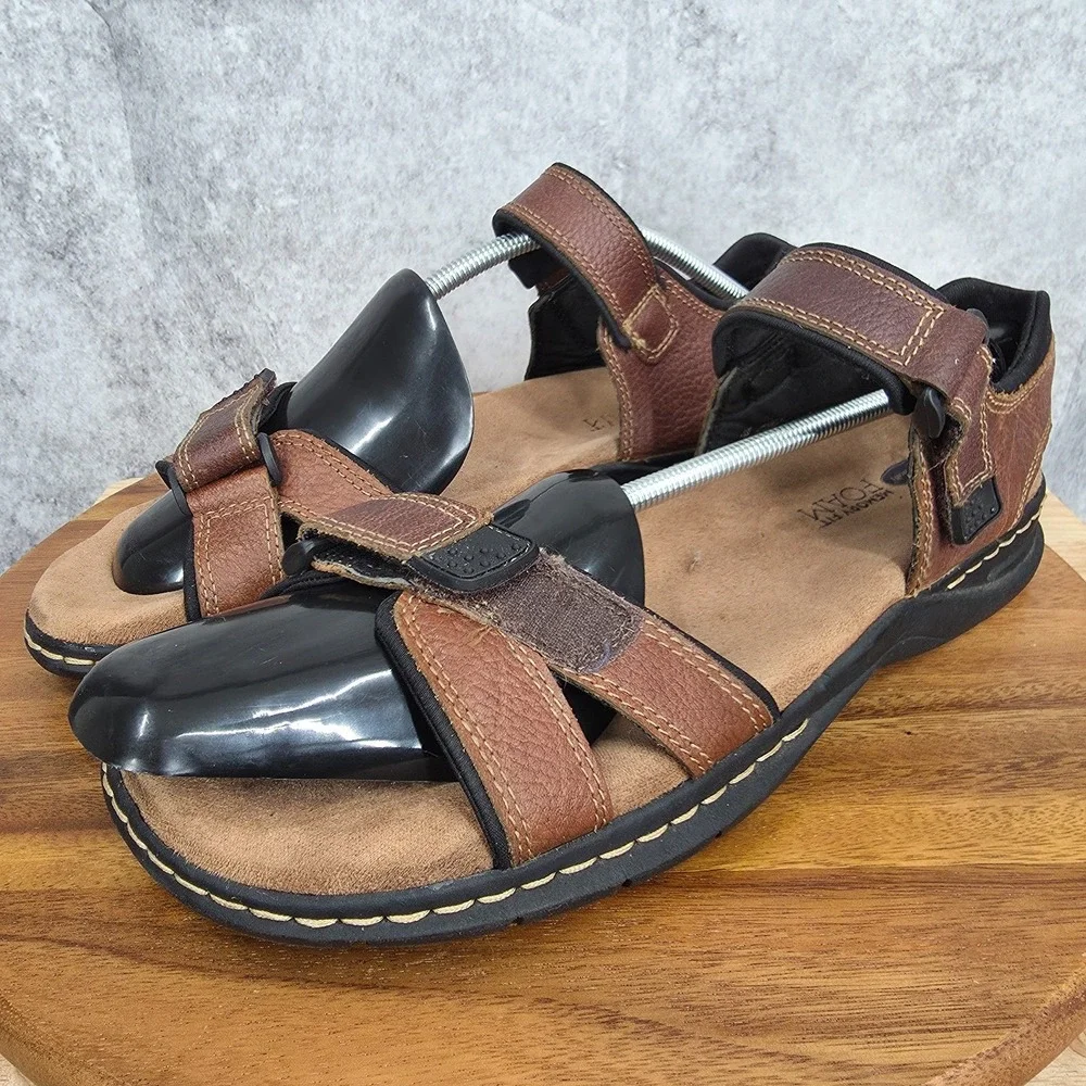 Dr Scholls‎ Sandals Mens 13 M Gus Brown Leather Straps Comfort